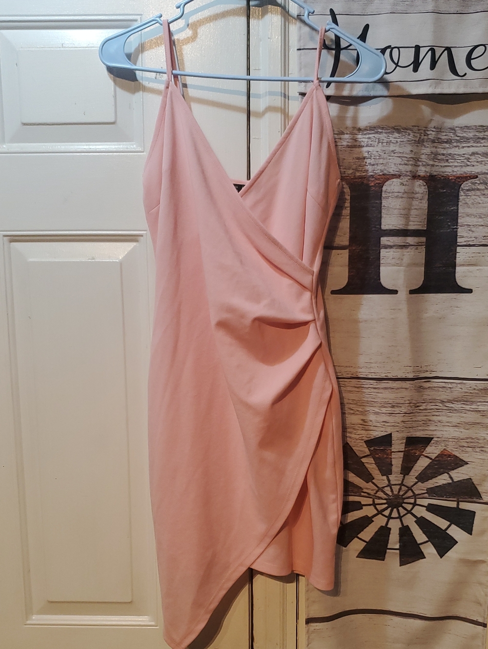 SHEIN Dusty Rose Wrap-Front Spaghetti Strap Mini Dress